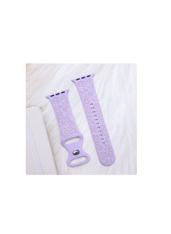 Flower Engraved Bands for Apple Watch 42mm 44mm 45mm 46mm 49mm, New Fashion Sport Strap Replacement Wristbands for iWatch Series - Image 2