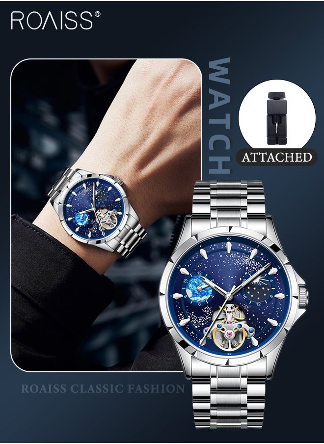 Men's Fully Automatic Mechanical Watch, Analog Display Blue Starry Sky Round Dial with Moon Phase, Waterproof Luminous Wristwatch as Gift for Men - pzsku/Z16A2E26F87B8592364A4Z/45/_/1713505340/7a792d02-74c7-4be3-abae-a6c7727adebf