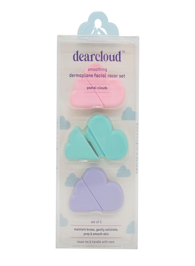 dearcloud Pastel Clouds Smoothing Dermaplane Facial Razor Set - Smooth & Exfoliate (3 pack) - Image 1