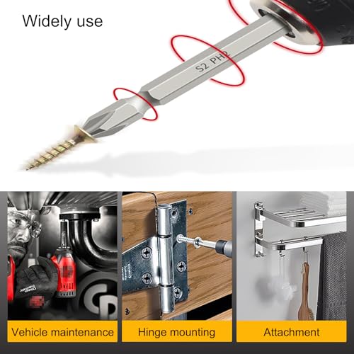 Sipery Phillips Screwdriver Bits PH2 Double Ended 10 Pack 1/4 Inch Hex Shank Magnetic Phillips Drill Bit #2 S2 Steel 2.56 Inch Long - Image 5