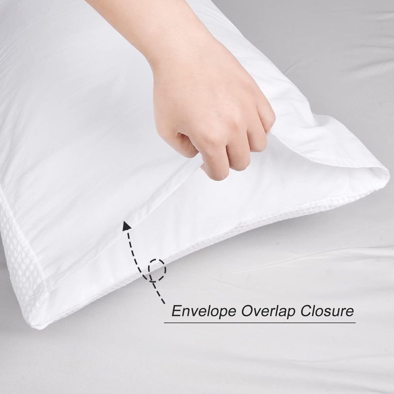 PHF أغطية وسائد قطنية من PHF بتصميم الوافل، حجم قياسي مجموعة من 2، بدون حشوة، 50 سم × 66 سم، أغطية وسائد ناعمة للغاية من مزيج القطن، مريحة وقابلة للتنفس وصديقة للبشرة، بيضاء - Image 5