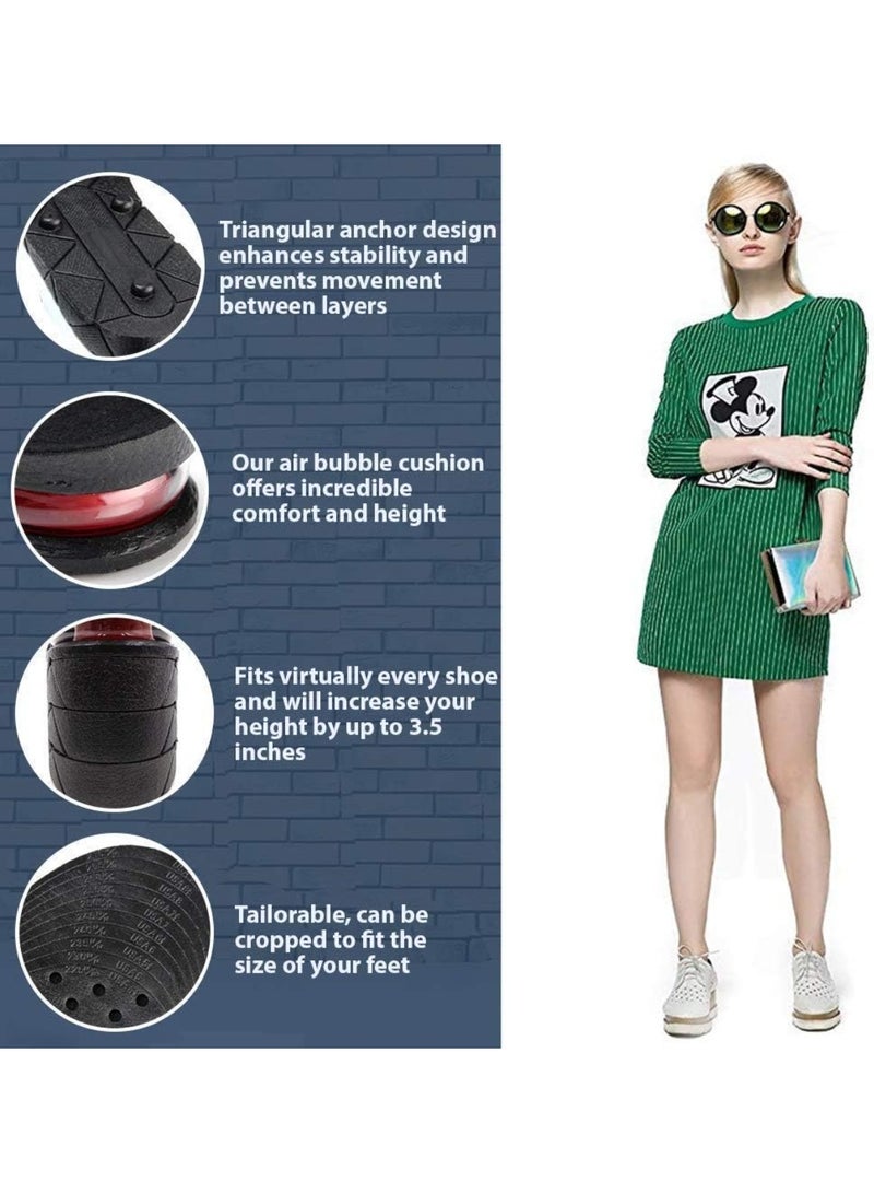 نعل داخلي لزيادة الطول، 3 طبقات، وسادة هوائية 7 سم، نعل داخلي للكعب للأحذية الطويلة للرجال والنساء (مقاسات 37-43)
