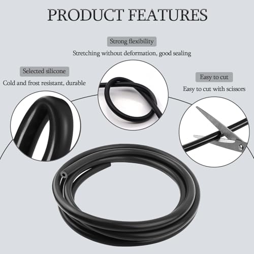 vvag 10Ft Vacuum Hose Automotive, ID 1/8" (3mm) High Performance Silicone Vacuum Hose, 130PSI Max Pressure Vacuum Line Automotive, Black Silicone Tubing Car Accessories for Air/Water (1/8 Inch) - Image 3