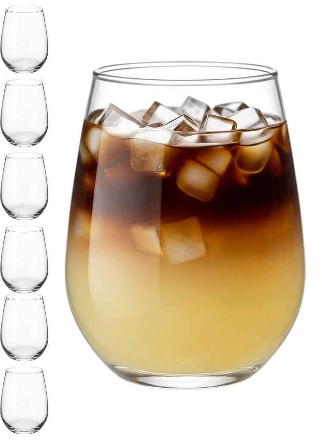 Clear Stemless Glass Tumblers, 480 ml, Set of 6 - Image 1