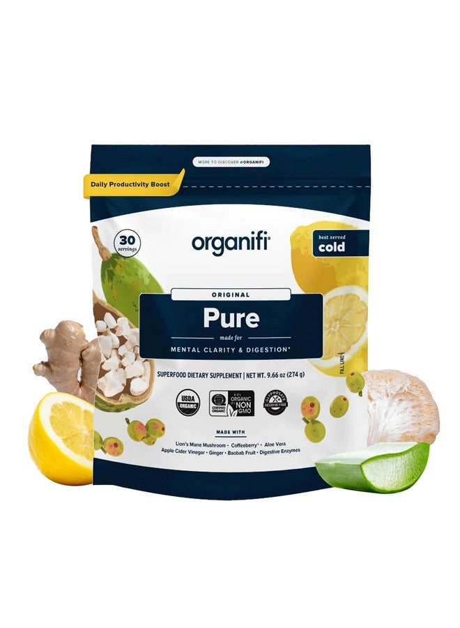 Organifi Organifi Pure - Promotes Stimulation in Learning, Memory, Focus, and Clarity - Brain Support with Superfoods - Gluten-Free and Non GMO - Best Served Cold, 30 Servings - Image 1