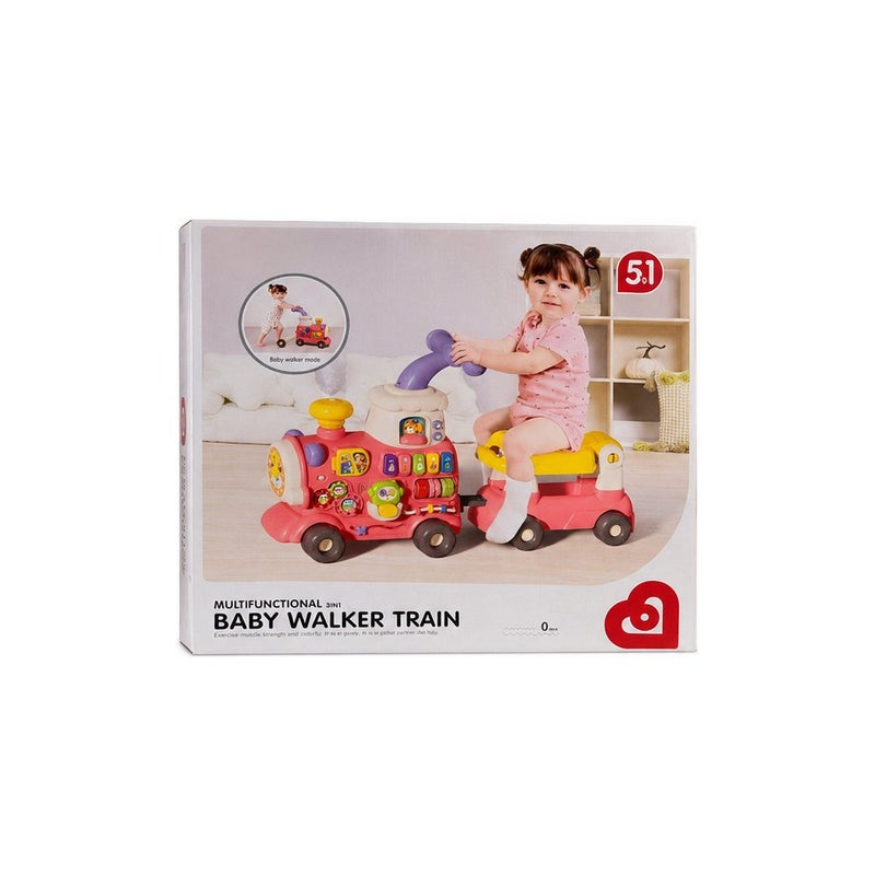 PLAYGO Smart Start: Baby Walker Train Toy for Toddlers, Multifunctional Ride-On and Push Walker, Pink - Image 2
