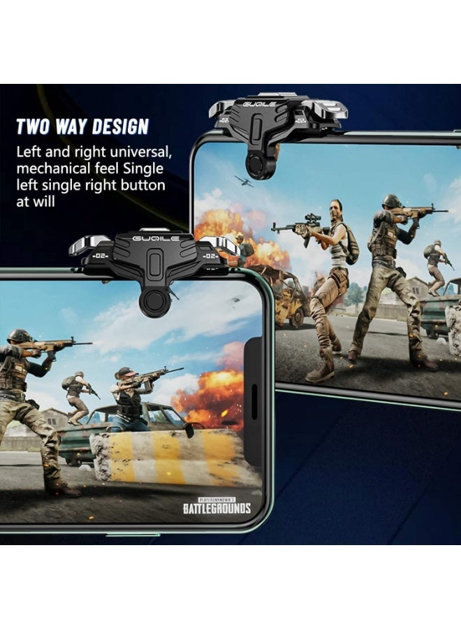 زناد تحكم لألعاب الجوال مثل PUBG، نسخة مطورة مزودة بأزرار مزدوجة حساسة للتصويب والرمي - متوافق مع Rules of Survival وجميع الهواتف الذكية (أسود) - Image 4