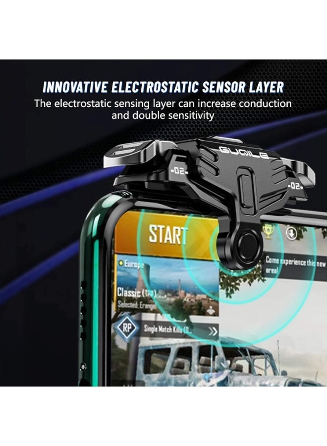 زناد تحكم لألعاب الجوال مثل PUBG، نسخة مطورة مزودة بأزرار مزدوجة حساسة للتصويب والرمي - متوافق مع Rules of Survival وجميع الهواتف الذكية (أسود) - Image 3