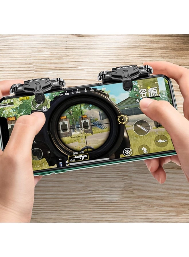 زناد تحكم لألعاب الجوال مثل PUBG، نسخة مطورة مزودة بأزرار مزدوجة حساسة للتصويب والرمي - متوافق مع Rules of Survival وجميع الهواتف الذكية (أسود) - Image 5