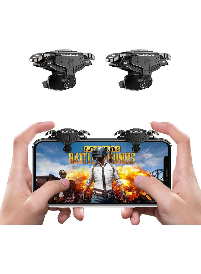 زناد تحكم لألعاب الجوال مثل PUBG، نسخة مطورة مزودة بأزرار مزدوجة حساسة للتصويب والرمي - متوافق مع Rules of Survival وجميع الهواتف الذكية (أسود) - Image 1