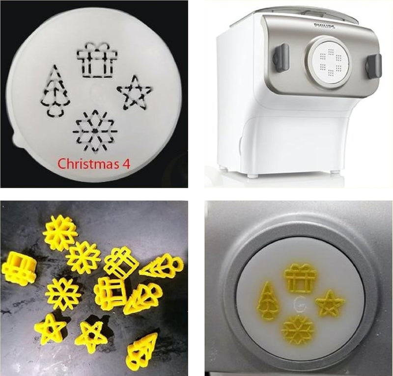 Pastadisc Christmas Themes Noodles Shape Disc, For Electric Philips Pasta Maker Machine, Automatic Pasta & Noodle Maker, Kitchen Appliances, Accessory Kit (4 in 1 - Christmas (4), H22) - Image 1