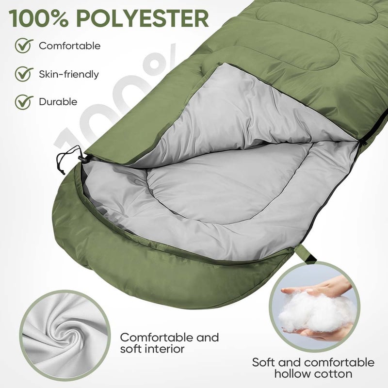 OBTANIM Sleeping Bags Portable Waterproof Camping Sleeping Bag for Adults Kids 4 Seasons Cold Weather or Warm Backpacking Hiking Travel Indoor Outdoor Use (Green) - Image 4