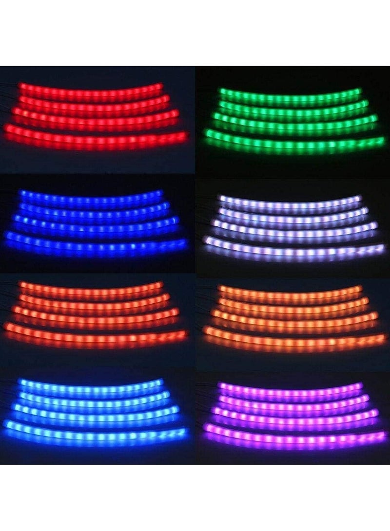 مجموعة شريط LED بالفضاء اللوني ار جي بي 7 ألوان لتزيين السيارة وإضفاء مظهر جميل على الجهة الداخلية مع ريموت - 4 قطع - Image 5