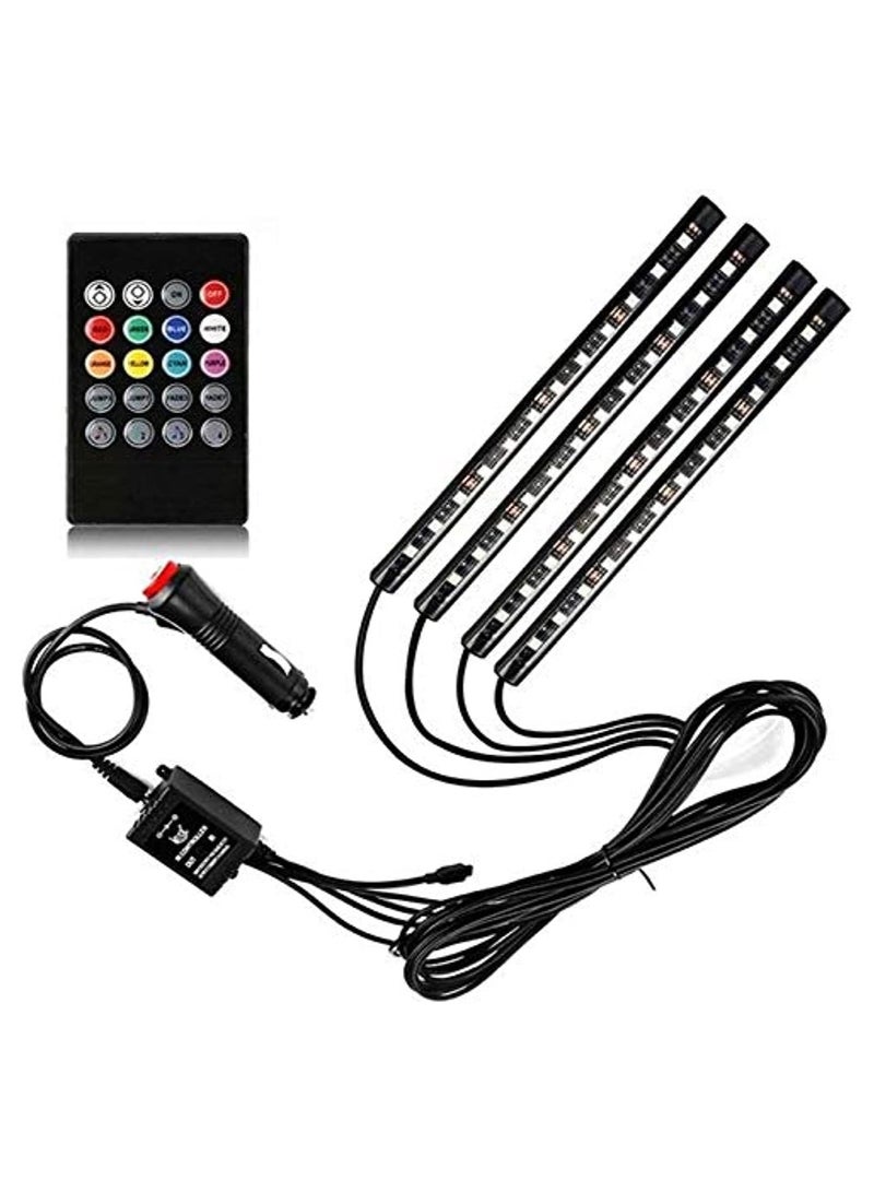 مجموعة شريط LED بالفضاء اللوني ار جي بي 7 ألوان لتزيين السيارة وإضفاء مظهر جميل على الجهة الداخلية مع ريموت - 4 قطع - Image 1