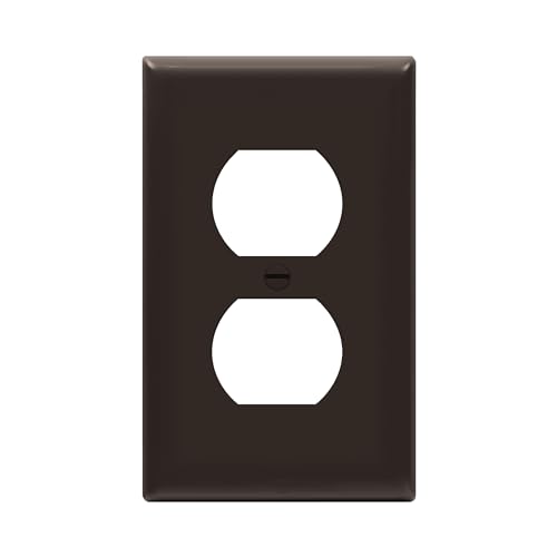 ENERLITES Duplex Receptacle Outlet Wall Plate Gloss Finish Size 1Gang 450 x 276 Unbreakable Polycarbonate Thermoplastic UL Listed 8821BR Brown - Image 1