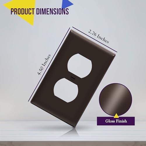 ENERLITES Duplex Receptacle Outlet Wall Plate Gloss Finish Size 1Gang 450 x 276 Unbreakable Polycarbonate Thermoplastic UL Listed 8821BR Brown - Image 3