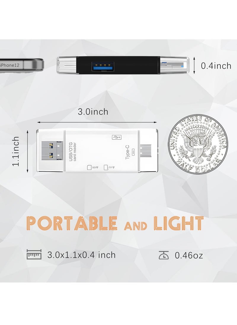 SD Card Reader, 6-in-1 USB C/Micro/USB Memory Reader Camera Viewer, USB 3.0 SD Card Reader Adapter Used for SD-3C SD Micro SD TF SDXC SDHC MMC RS-MMC Micro SDXC Micro SDHC UHS-I (White) - pzsku/Z16A34F80264353D998D9Z/45/_/1716943335/6f01529b-a15f-4e04-94b4-74baf4463d51