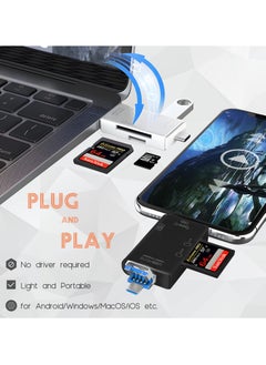 Excefore SD Card Reader, 6-in-1 USB C/Micro/USB Memory Reader Camera Viewer, USB 3.0 SD Card Reader Adapter Used for SD-3C SD Micro SD TF SDXC SDHC MMC RS-MMC Micro SDXC Micro SDHC UHS-I (White)  - Image 2