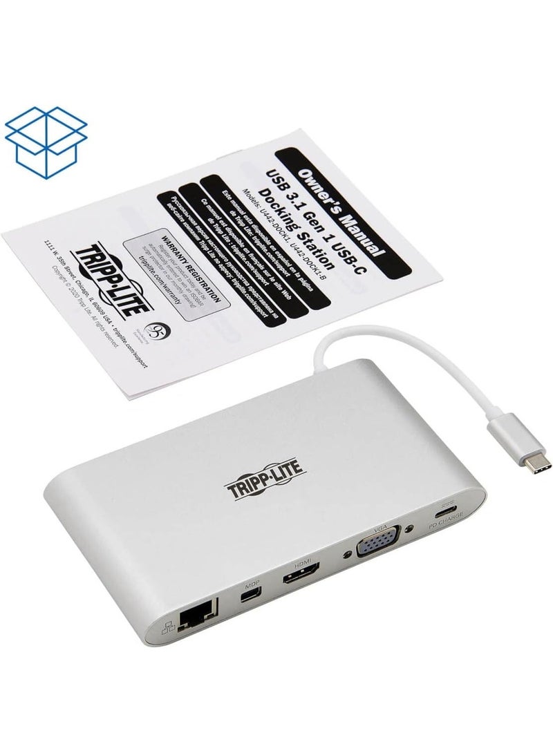 Tripp Lite USB 3.1 Gen 1 USB-C Docking Station w/USB-A, HDMI, VGA, mDP, Gigabit Ethernet, Mem Card, 3.5mm & USB-C PD Charging, USB C, USB Type C, USB Type-C (U442-DOCK1) - Image 3