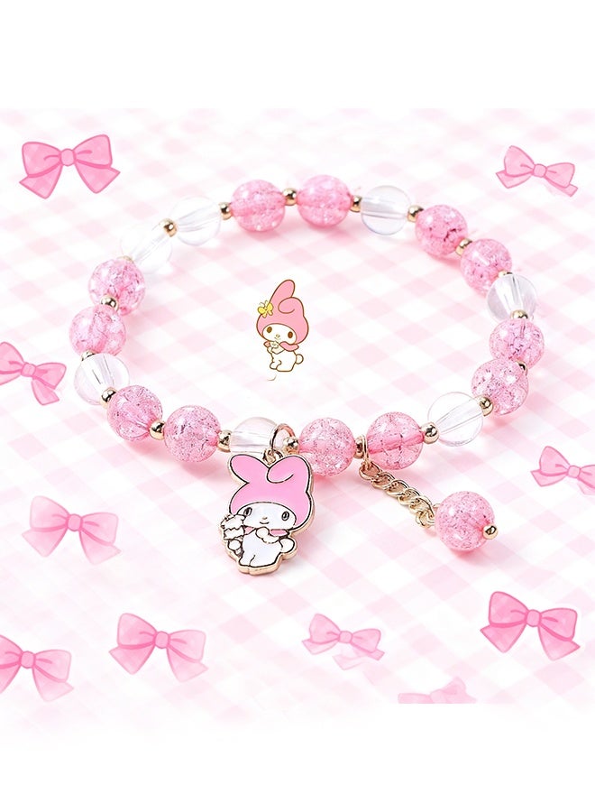 Sanrio 4 Pieces Crystal Bracelets Cartoon Pendant Kawaii Sanrio Pearl Cute Cartoon Elastic Beaded Bracelets Cartoon Themed Pendant Bracelets Gift for Teen Girls Kids - Image 4