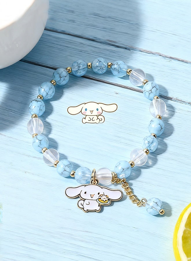 Sanrio 4 Pieces Crystal Bracelets Cartoon Pendant Kawaii Sanrio Pearl Cute Cartoon Elastic Beaded Bracelets Cartoon Themed Pendant Bracelets Gift for Teen Girls Kids - Image 5