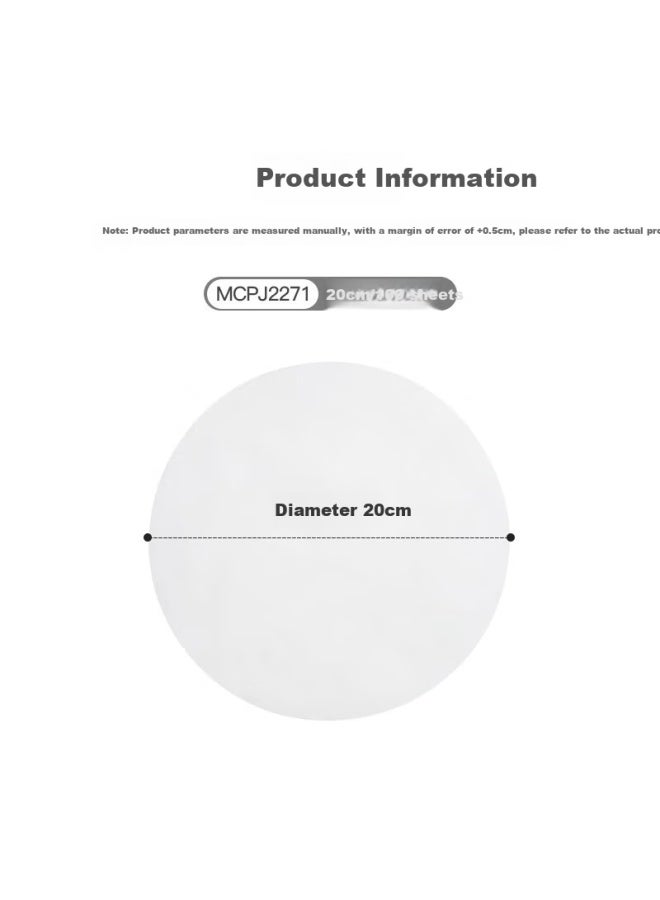 MAX COOK Maxcook Oil-absorbing Paper For Handmade Pancakes, Barbecue, Baking, Steaming, 20cm Round, 100 Sheets Mcpj2271 - Image 1