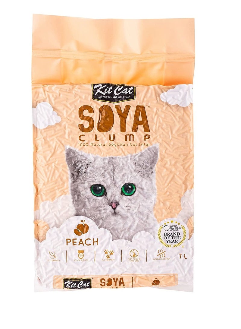 Kit Cat فضلات القطط بفول الصويا والخوخ وفول الصويا 7 لتر