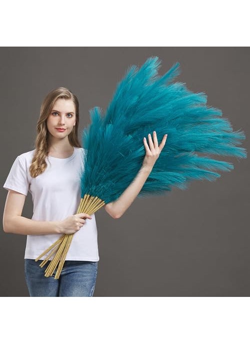 Aurora Prime Aurora Prime Faux Pampas Grass 7PCS  45 Inch Tall Fluffy Boho Decor NonShedding Artificial Grass for Home Wedding Vase Filler Blue 