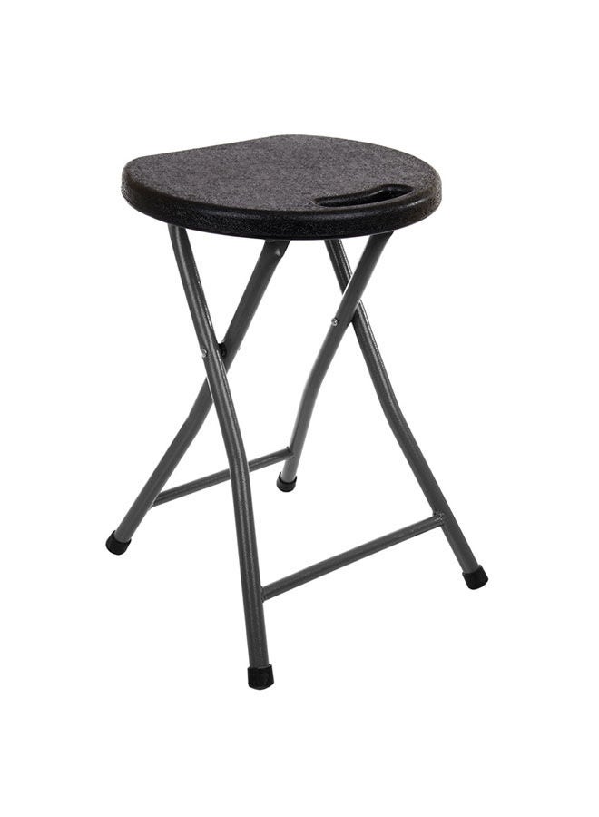Mintra Round Plastic Foldable Stool Metal Frame 32Lx71H, Black. - Image 1