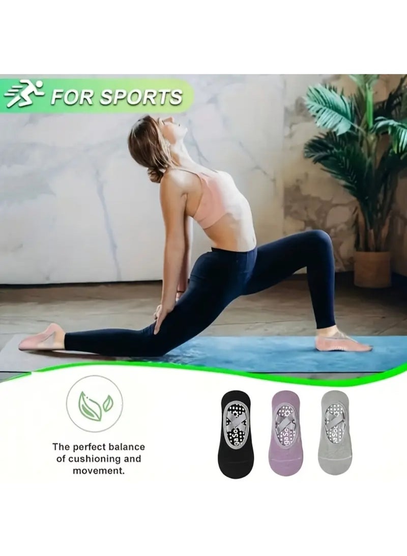 ZedForce 3 Pairs Non-Slip Yoga Socks with Cross Straps – Grip Socks for Women & Men, Pilates, Barre, Dance, Gym & Indoor Workouts – Anti-Skid Silicone Sole, Breathable Cotton - Image 3