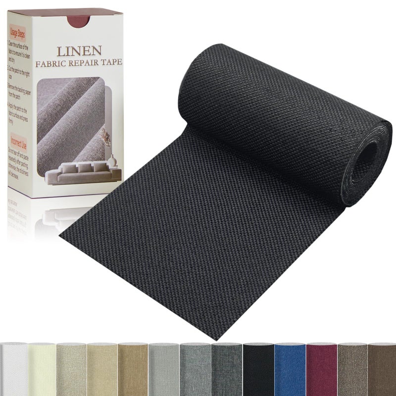 Gheeidau Linen Repair Tape 4x70 Inch SelfAdhesive Couch Patch Repair Fabric Patch for FurnitureSofasCushionChairsBagsLinen GoodsBlack - Image 2