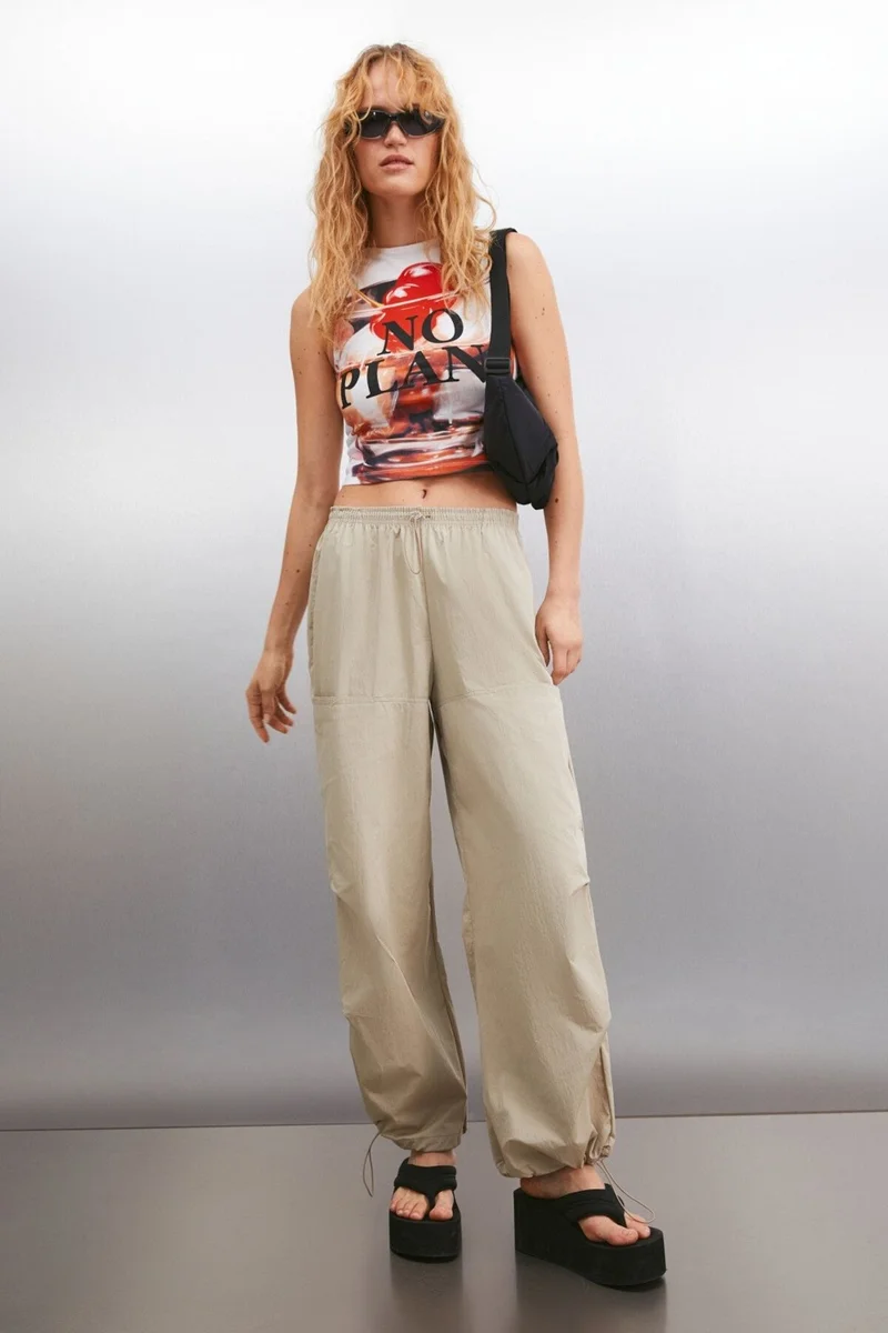 GRIMELANGE Macu Women's Front Printed Crew Neck Sleeveless Crop White T-shirt