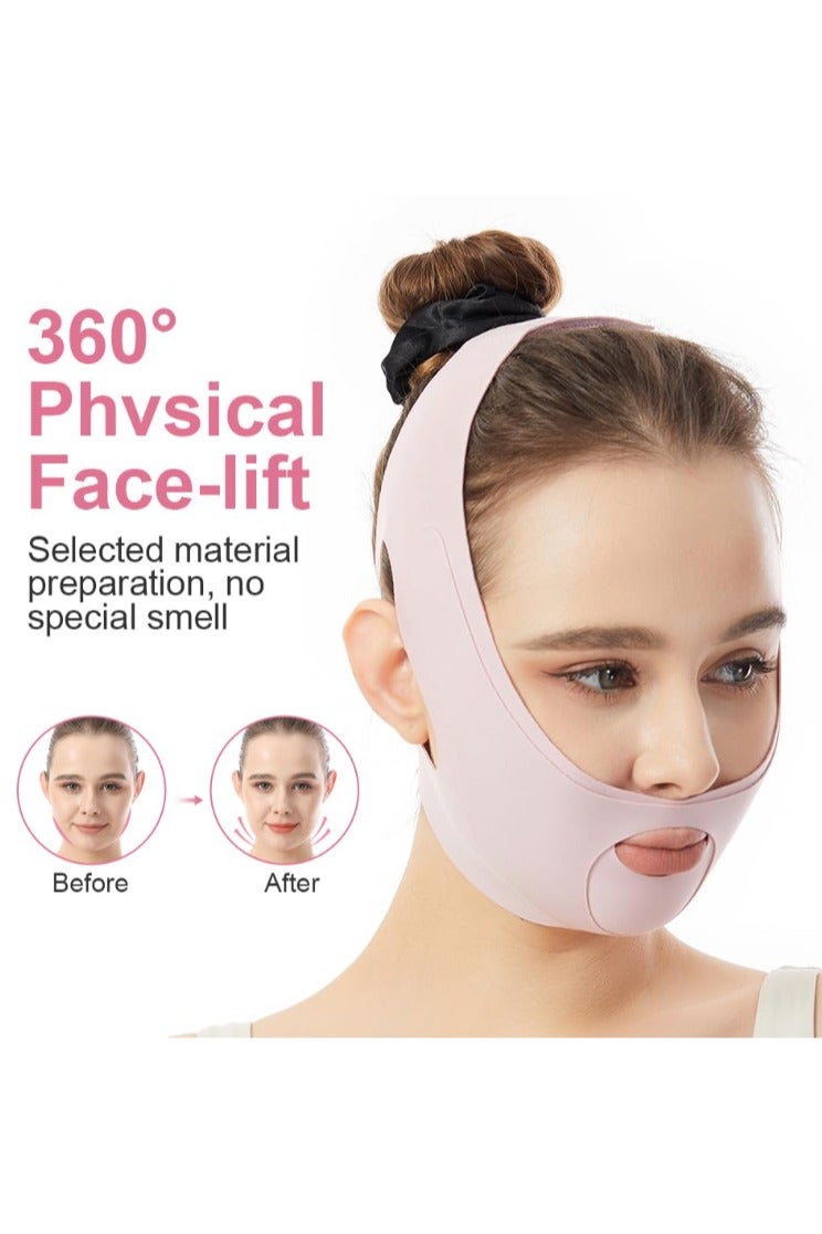 خاجول قناع على شكل حرف V من الجرافين على شكل حرف V، قناع وجه بحزام للذقن للنوم، محدد شكل الفك، فاتح، مقاس S - Image 3