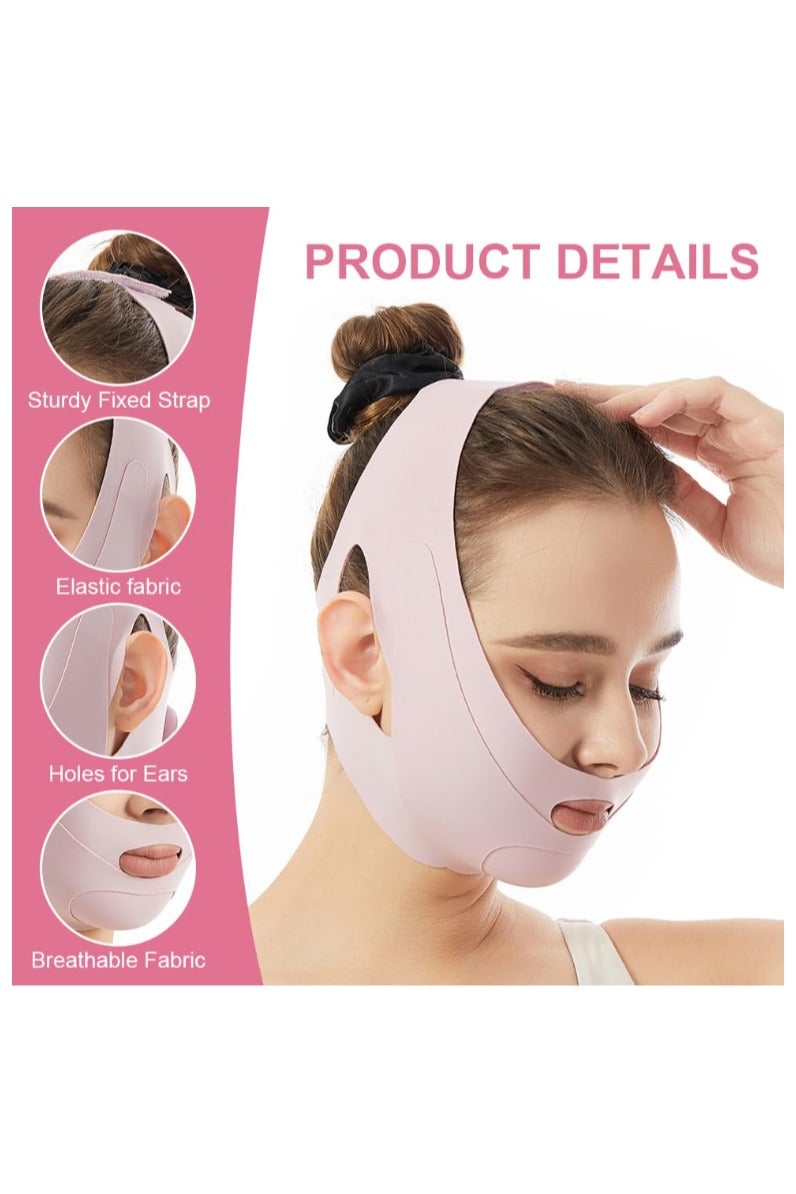 خاجول قناع على شكل حرف V من الجرافين على شكل حرف V، قناع وجه بحزام للذقن للنوم، محدد شكل الفك، فاتح، مقاس S - Image 2