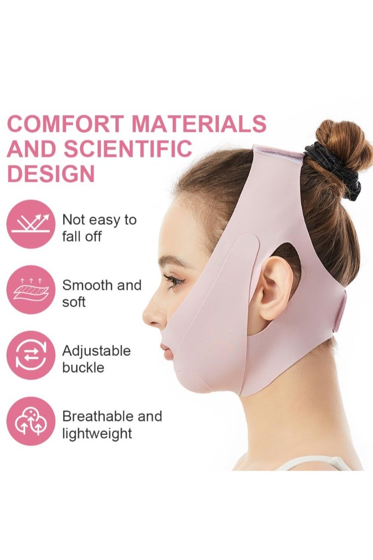 خاجول قناع على شكل حرف V من الجرافين على شكل حرف V، قناع وجه بحزام للذقن للنوم، محدد شكل الفك، فاتح، مقاس S - Image 4