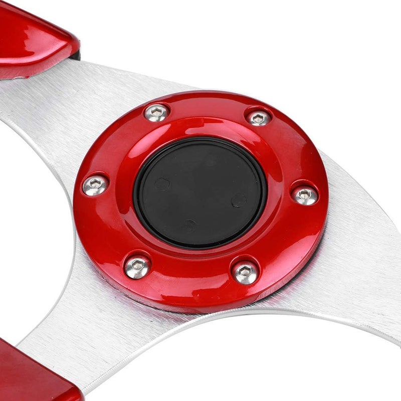 عجلة قيادة سباق aqxreight 320mm مع زر بوق – عجلة قيادة رياضية معدلة عالمية، لون أحمر، تصميم PVC خفيف الوزن - Image 2