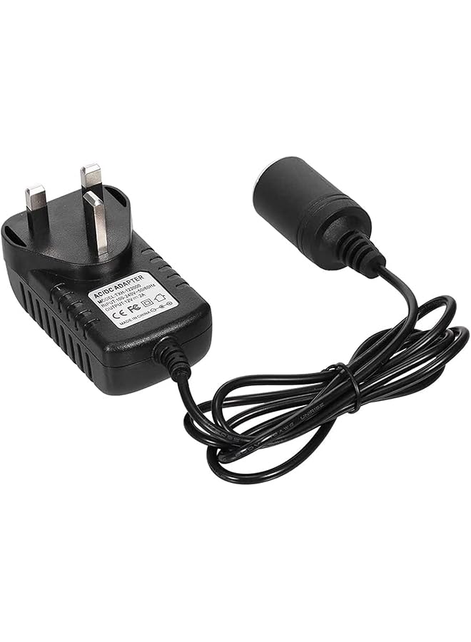 promass 12V 2A 24W Power Supply Adapter with Car Lighter Socket, AC 100V-240V to DC 12V 2A Voltage Transformer UK Plug Wall Plug Amp Converter AC to DC Switching Power Adapter - Image 1