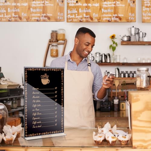Shellwei 2 Pcs 11 x 14'' Acrylic Sign Holder Clear Acrylic Picture Frame Vertical Table Top Frame with Stand Double Sided T Shape Flyer Holder for Paper Menu Photo Restaurant Office Home - Image 4