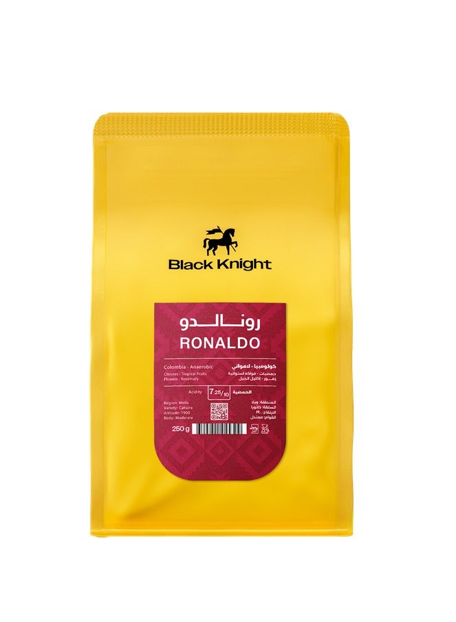 بلاك نايت بن قهوة رونالدو كولمبي250 جرام لاهوائي للاسبرسو والفلتر حبوب قهوة محمصة غير مطحونة للقهوة المختصة - Image 1