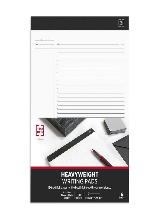 TRU RED Project Planner Notepads, 8.5” x 11.75”, White, 50 Sheets/Pad, 6‑Pack - Image 4
