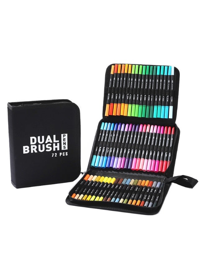 Children's water-based dual head watercolor pen, washable soft head, student art specific brush, hook and line pen, 72 color set - Image 2