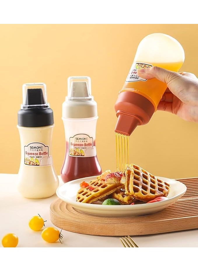 WSEYZ Porous Squeeze Bottle Condiment Bottles Hot Sauce Dispenser Refillable Five Hole Container with Lid Squirt Bottle Sauce Dispenser Ketchup Bottle Multipurpose Kitchen Tools Set of 1