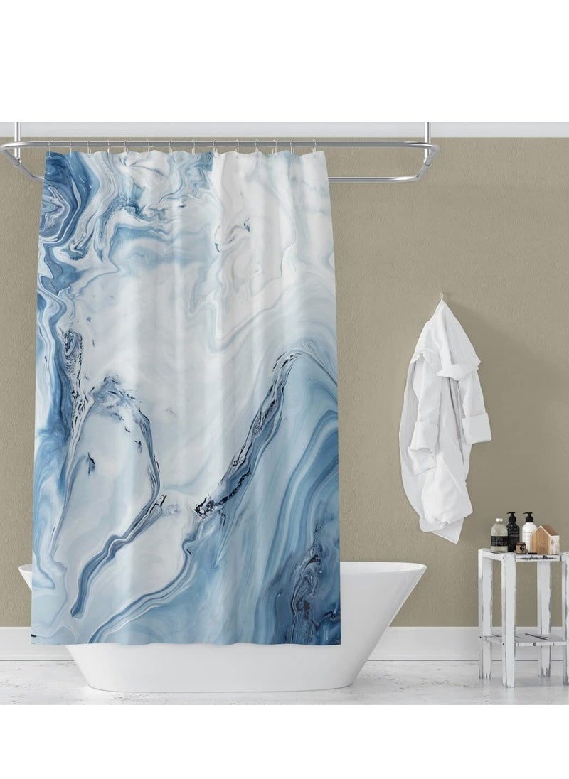 Next Vogue Next Vogue Marble Print Shower Curtain, Abstract, Bathroom Curtain with Hooks, 100% Polyester, 3D Printing Technology, 180cm x 180cm / 71 x 71 inches, Bathroom Accessories (Blue)  - Image 2