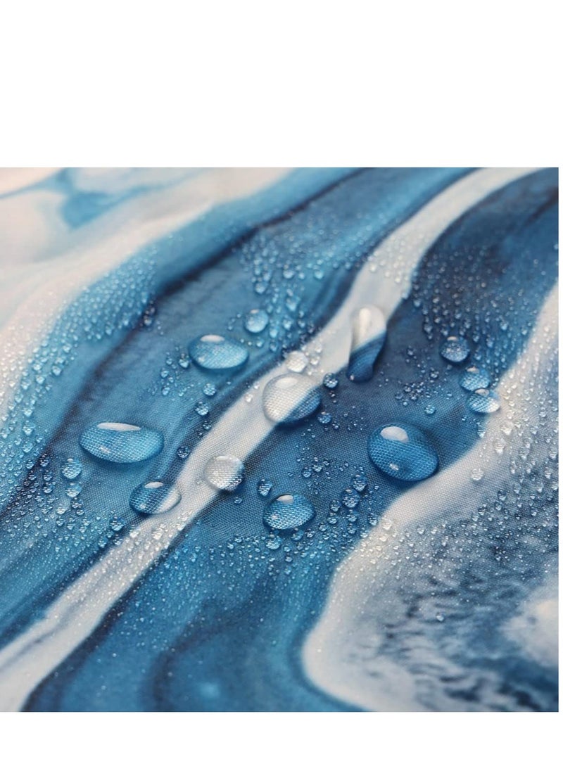 Next Vogue Next Vogue Marble Print Shower Curtain, Abstract, Bathroom Curtain with Hooks, 100% Polyester, 3D Printing Technology, 180cm x 180cm / 71 x 71 inches, Bathroom Accessories (Blue)  - Image 4