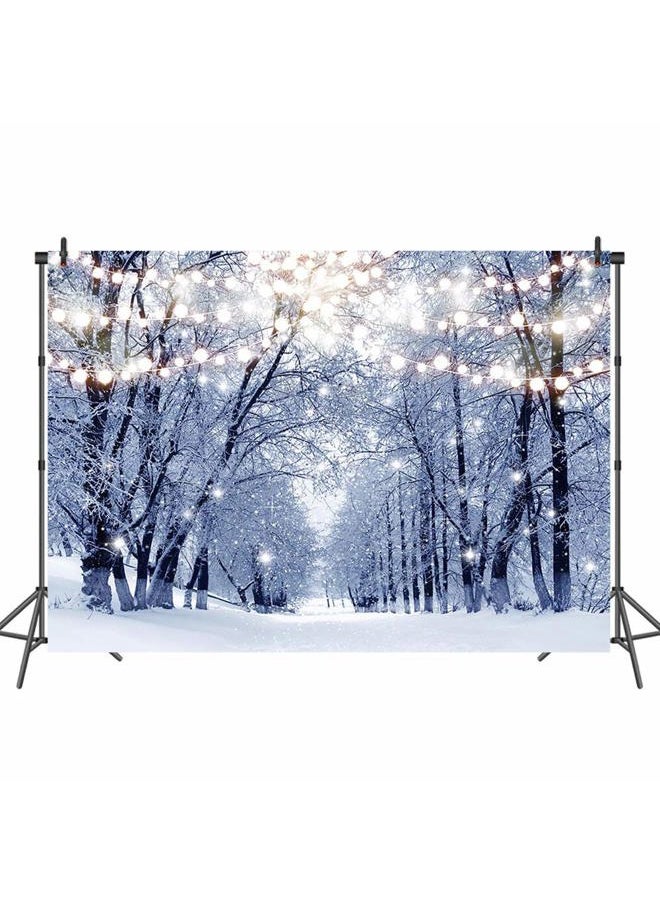 Mocsicka Winter Snow Scene Backdrop Snow Forest Family Party Decoration Glitter Lights Snowfall Bokeh Winter Frozen for Kids Portrait Photo Booth Props (7x5ft)  - Image 3