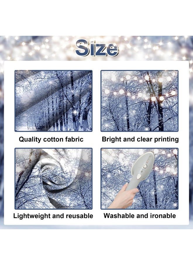Mocsicka Winter Snow Scene Backdrop Snow Forest Family Party Decoration Glitter Lights Snowfall Bokeh Winter Frozen for Kids Portrait Photo Booth Props (7x5ft)  - Image 5