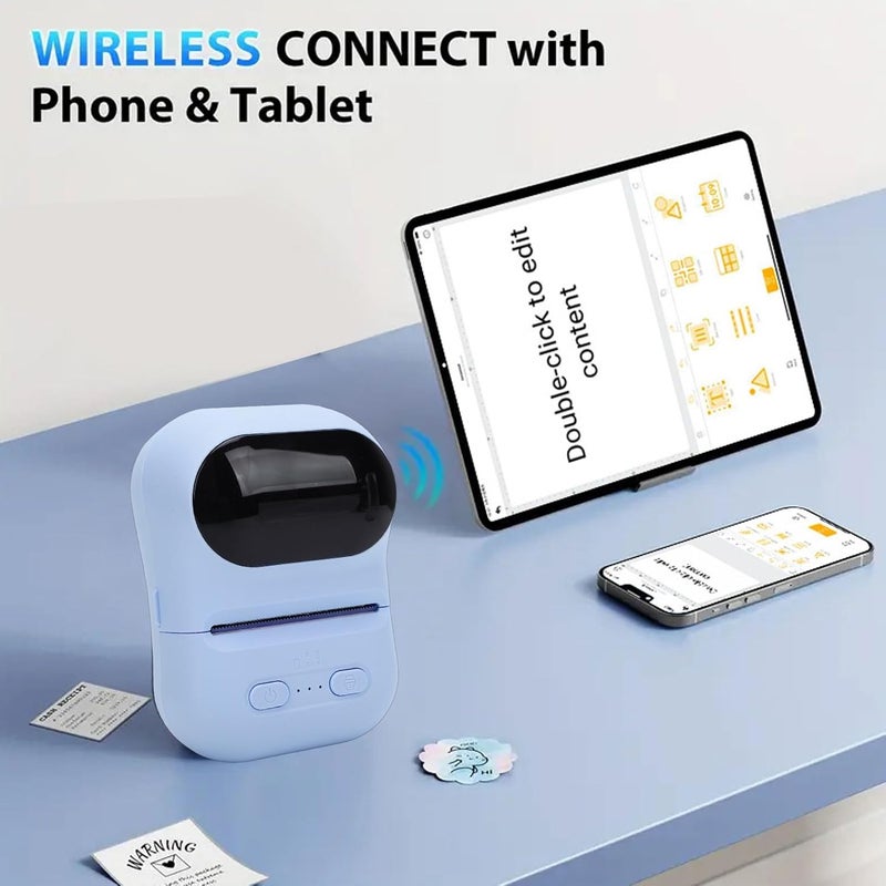 VBESTLIFE Mini Portable Thermal Printer Print Pod, Inkless Bluetooth Label Maker Machine for DIY Crafts, Journaling, Office & Home Use (Blue) - Image 4