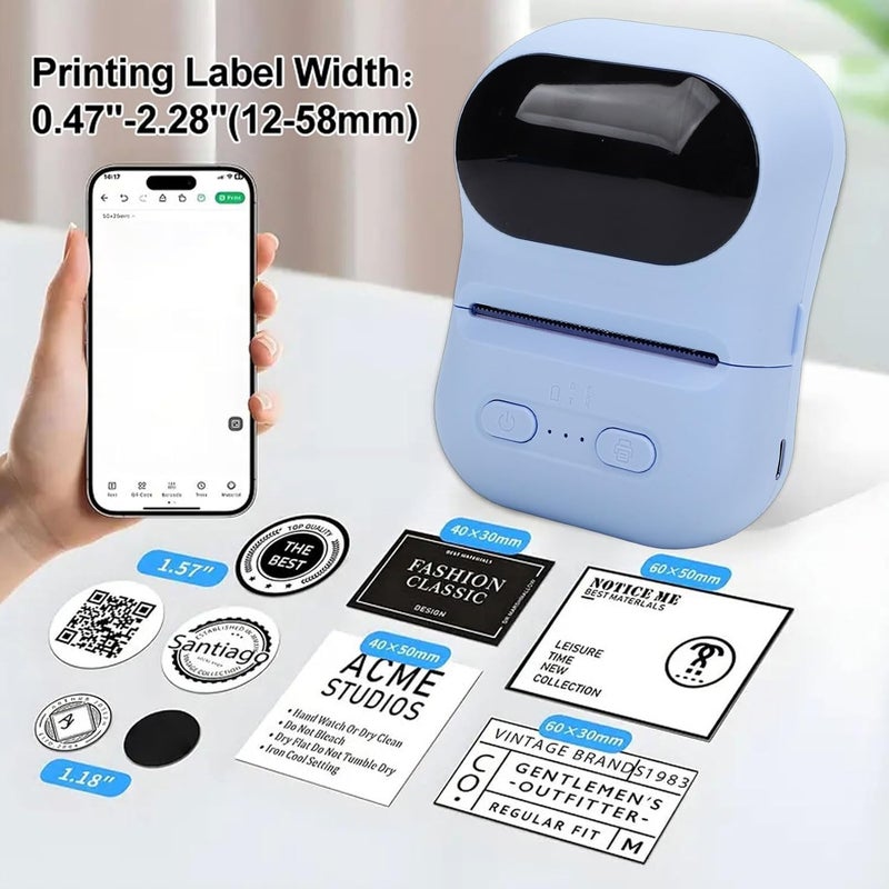 VBESTLIFE Mini Portable Thermal Printer Print Pod, Inkless Bluetooth Label Maker Machine for DIY Crafts, Journaling, Office & Home Use (Blue) - Image 3