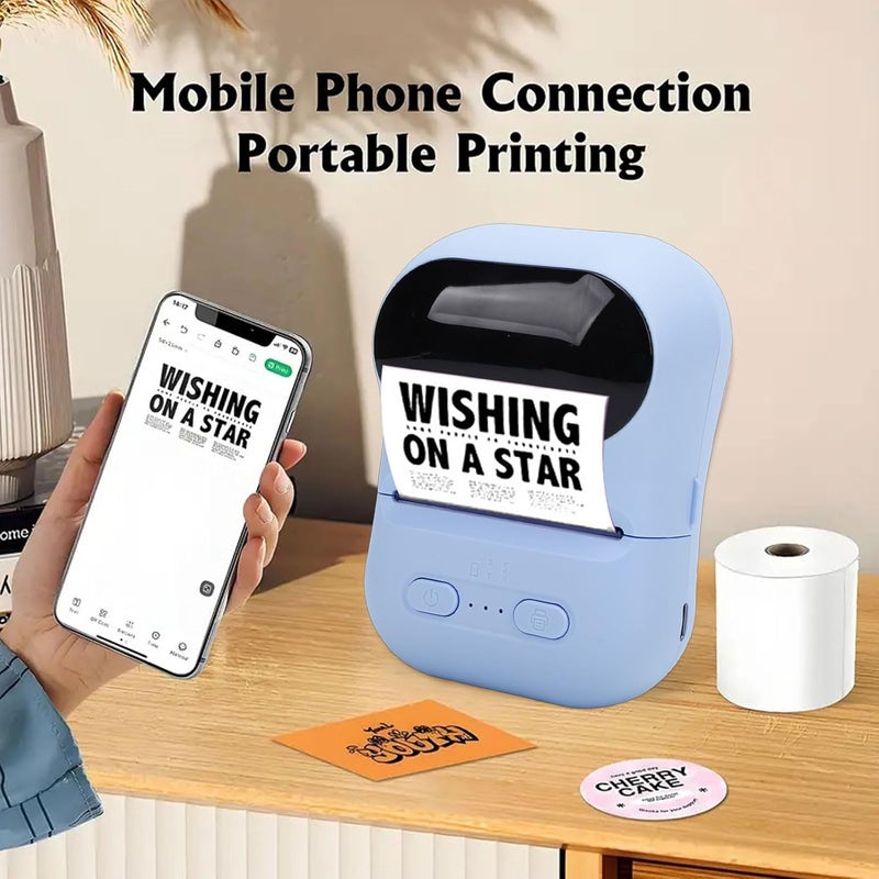 VBESTLIFE Mini Portable Thermal Printer Print Pod, Inkless Bluetooth Label Maker Machine for DIY Crafts, Journaling, Office & Home Use (Blue) - Image 2