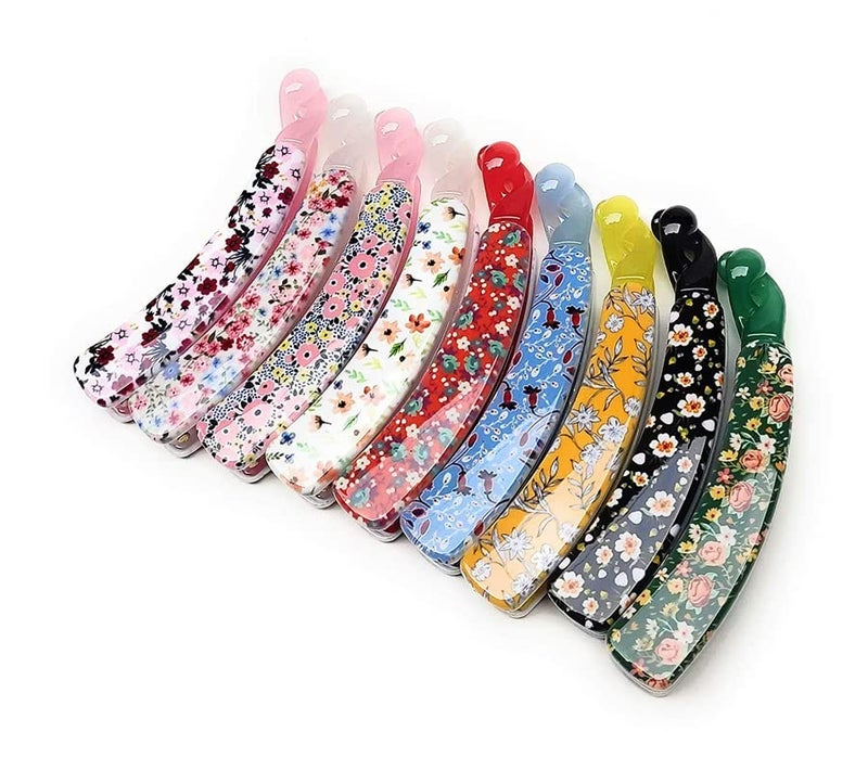 BIRDWARE Products Colorful Floral Banana Hair Clip Classic Clincher Comb Fashionable Printed Twist Clip Banana Clips Hair Comb Claw Grips Clamp for Girl and Women (PACK OF 9) - Image 1